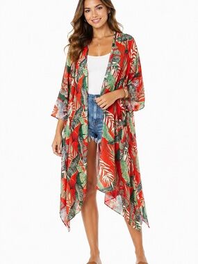 Tropical Print Women's Kimono Jacket